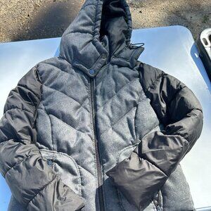 Metaphor Black & Gray Hooded Puffer Coat – Size Medium